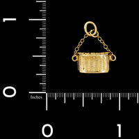 14K Yellow Gold Estate Fishing Basket Charm