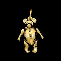 14K Yellow Gold Estate Movable Teddy Bear Charm