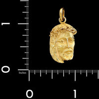 18K Yellow Gold Estate Jesus Head Pendant