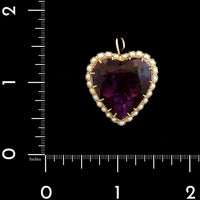 Vintage 14K Yellow Gold Estate Amethyst and Pearl Pendant