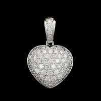 Garavelli 18K White Gold Estate Diamond Puffed Heart Pendant Enhancer