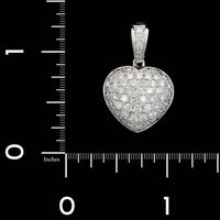 Garavelli 18K White Gold Estate Diamond Puffed Heart Pendant Enhancer