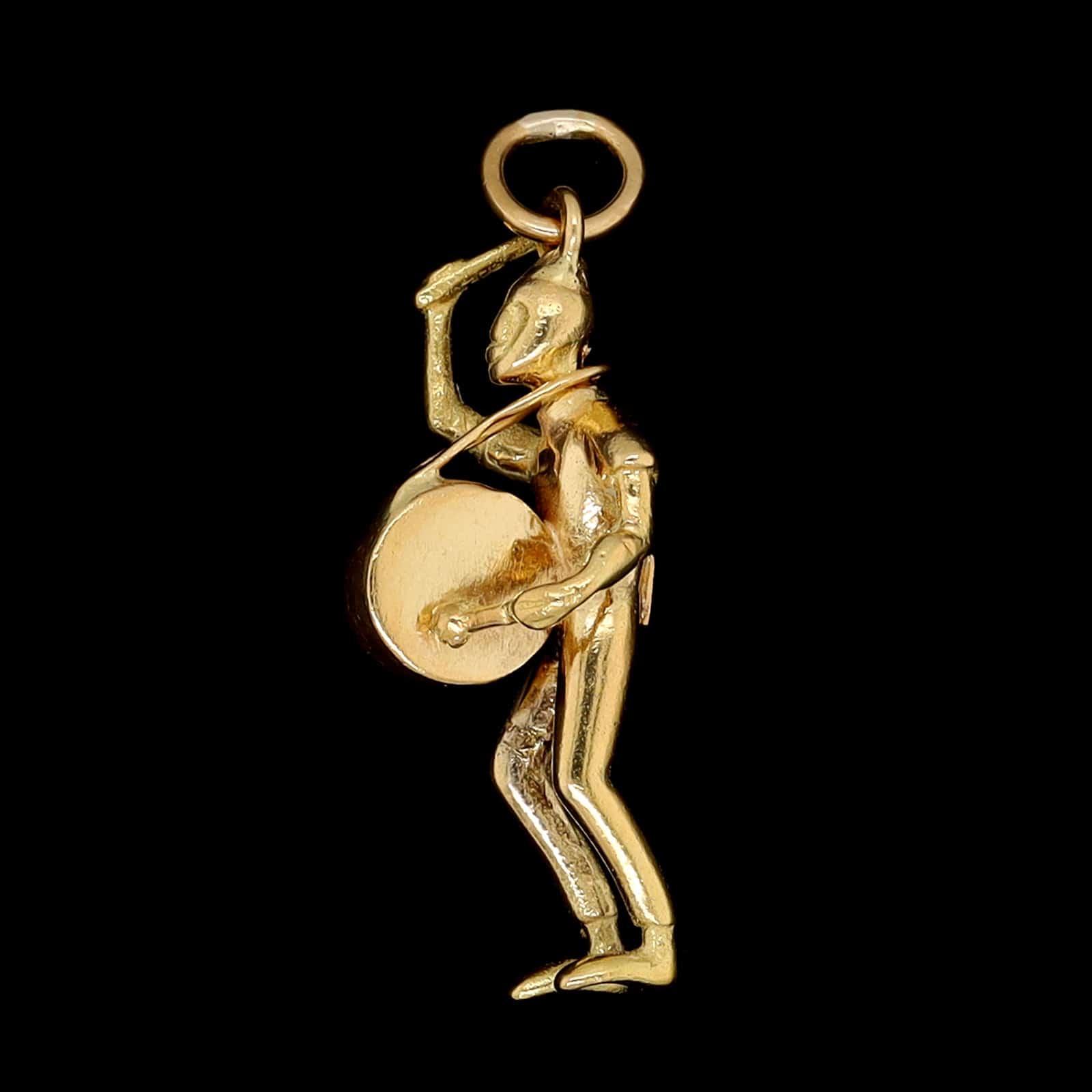 18K Yellow Gold Estate Drummer Charm