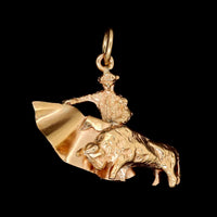 18K Yellow Gold Estate Matador and Bull Charm