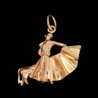 18K Yellow Gold Estate Matador and Bull Charm