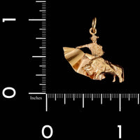 18K Yellow Gold Estate Matador and Bull Charm