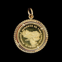18K Yellow Gold Estate Caracas Coin Charm