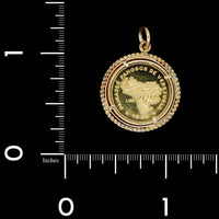 18K Yellow Gold Estate Caracas Coin Charm