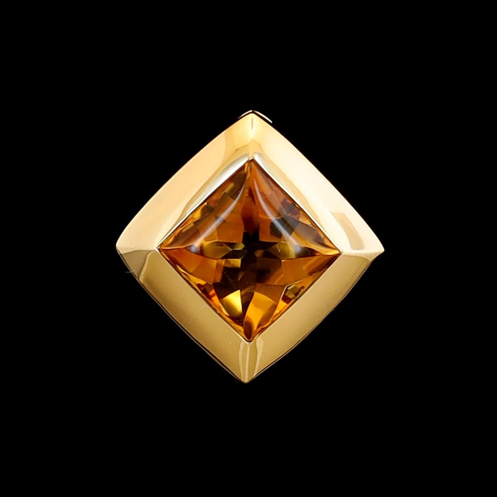 18K Yellow Gold Estate Citrine Bezel Pendant Charm
