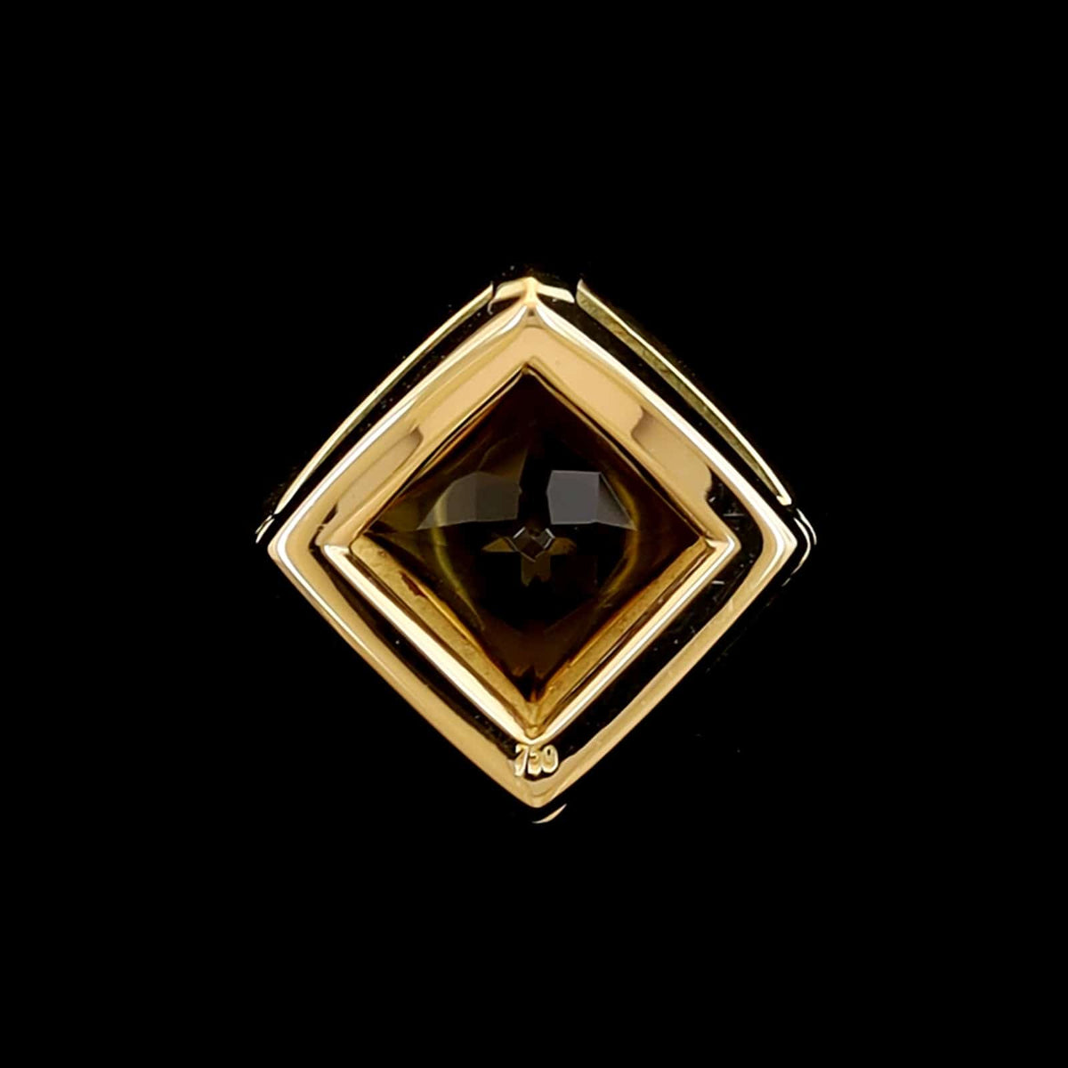 18K Yellow Gold Estate Citrine Bezel Pendant Charm