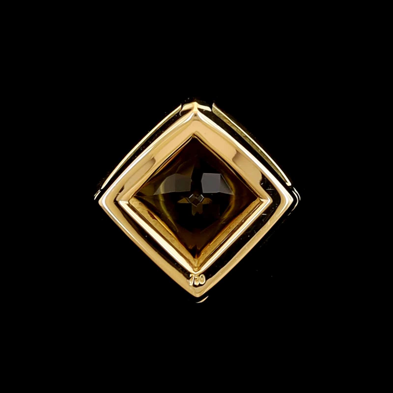 18K Yellow Gold Estate Citrine Bezel Pendant Charm