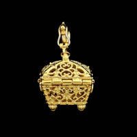 Cynthia Bach 18K Yellow Gold Estate Treasure Chest with Diamond Ring Pendant