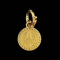 Buddha Mama 20K Yellow Gold Estate Diamond and Enamel Peace Symbol Pendant