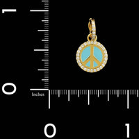 Buddha Mama 20K Yellow Gold Estate Diamond and Enamel Peace Symbol Pendant