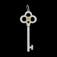 Tiffany & Co. Platinum and 18K Yellow Gold Estate Diamond Crown Key