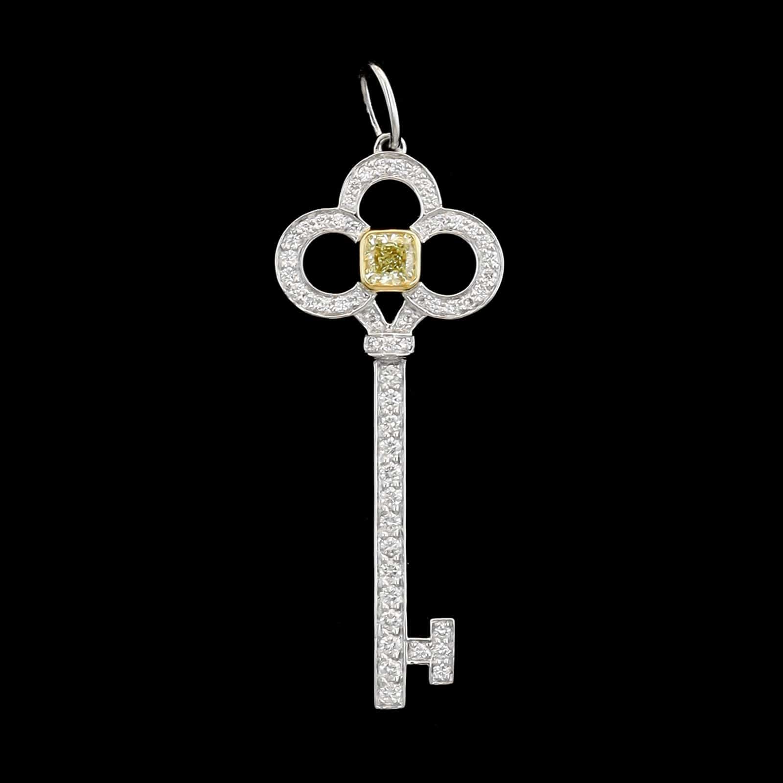 Tiffany & Co. Platinum and 18K Yellow Gold Estate Diamond Crown Key