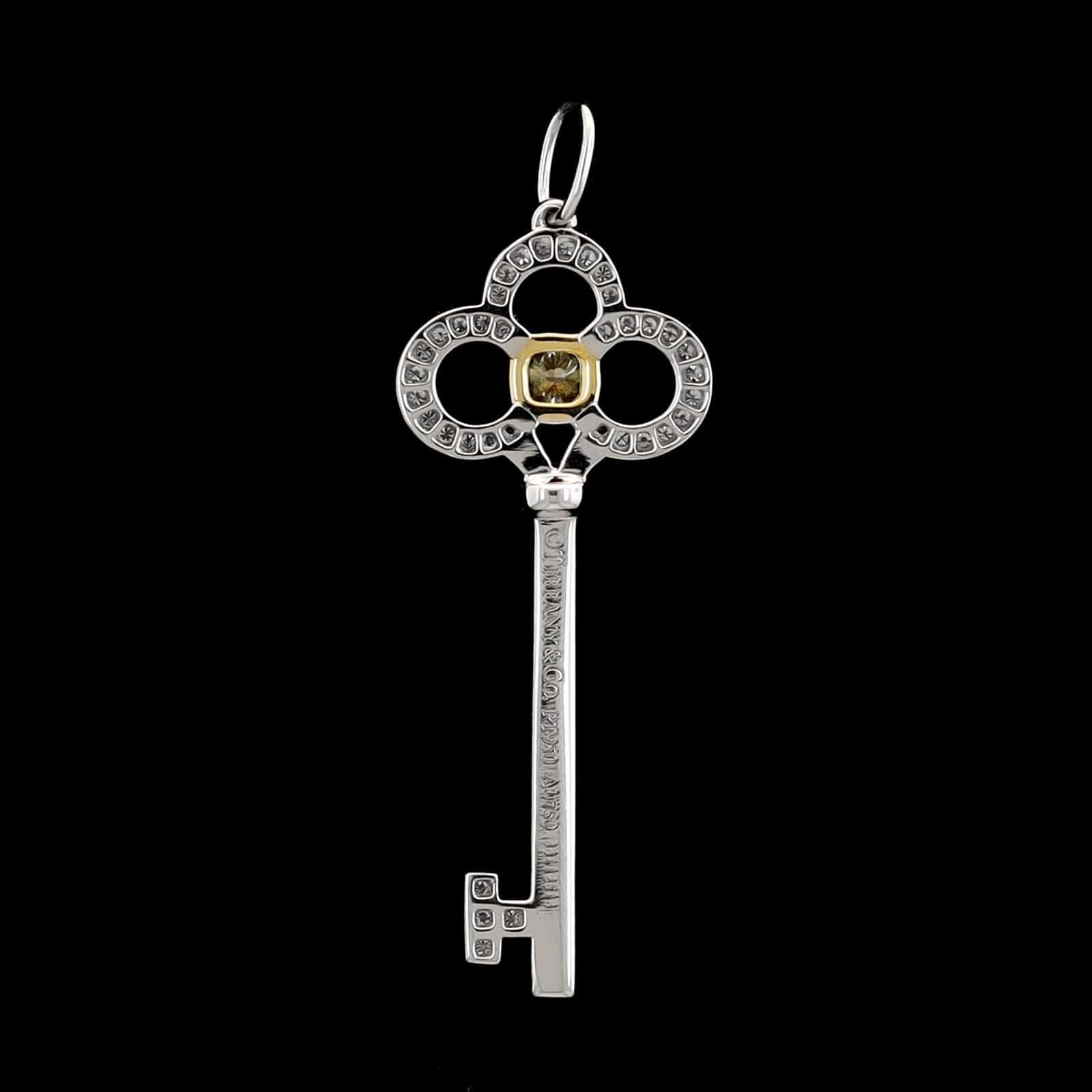 Tiffany & Co. Platinum and 18K Yellow Gold Estate Diamond Crown Key