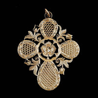 14K Rose Gold Estate Hand Engraved Cross