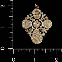 14K Rose Gold Estate Hand Engraved Cross