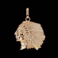 14K Rose Gold Estate Chief Head Charm