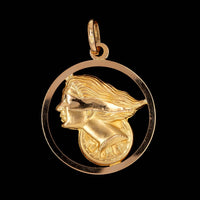 18K Yellow Gold Estate Blind Justice Medal