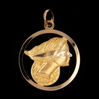 18K Yellow Gold Estate Blind Justice Medal