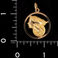 18K Yellow Gold Estate Blind Justice Medal