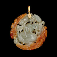 14K Yellow Gold Estate Carved Jadeite Pendant