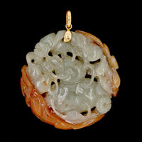 14K Yellow Gold Estate Carved Jadeite Pendant