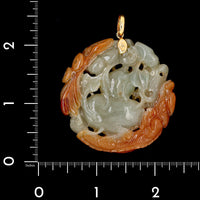 14K Yellow Gold Estate Carved Jadeite Pendant
