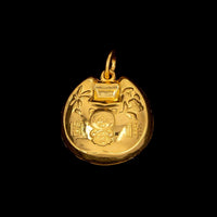24K Yellow Gold Estate Chinese Longevity Lock Pig Charm