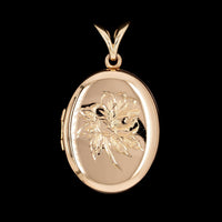 14K Yellow Gold Estate Engraved Flower Locket