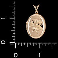 14K Yellow Gold Estate Engraved Flower Locket