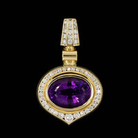 18K Yellow Gold Estate Amethyst and Diamond Pendant Enhancer
