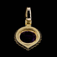 18K Yellow Gold Estate Amethyst and Diamond Pendant Enhancer