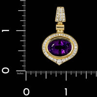18K Yellow Gold Estate Amethyst and Diamond Pendant Enhancer