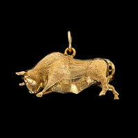 18K Yellow Gold Estate Bull Charm