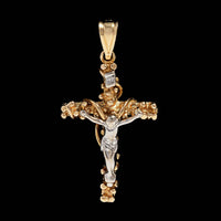 14K Two-tone Gold Estate Diamond Crucifix Cross