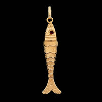 14K Yellow Gold Articulated Fish Charm