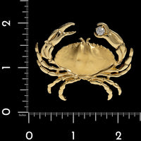 18K Yellow Gold Estate Diamond Crab Pendant