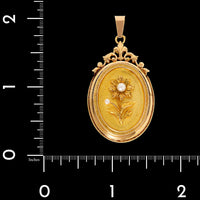 Victorian 18K Yellow Gold Estate Cultured Pearl Flower Locket, France