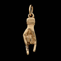 14K Yellow Gold Estate Mano Cornuto Hand Charm