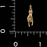 14K Yellow Gold Estate Mano Cornuto Hand Charm
