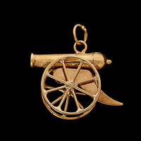 14K Yellow Gold Estate Cannon Charm