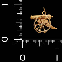 14K Yellow Gold Estate Cannon Charm