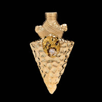 14K Yellow Gold Estate Diamond Arrowhead Pendant