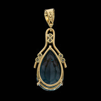 18K Yellow Gold Estate Blue Topaz and Diamond Pendant Enhancer