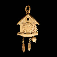 18K Yellow Gold Estate Cuckoo Clock Charm