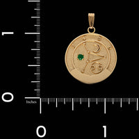 14K Yellow Gold Estate Cancer Talisman Pendant