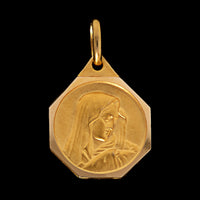 18K Yellow Gold Estate Madonna Medal